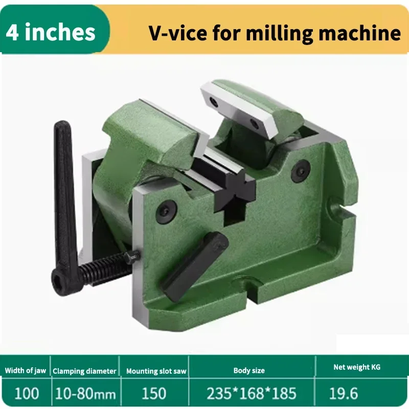 

4 Inch Precision Bench Vise Multifunction V Shape Machine Clamp for Round Bar Tube Cylindrical Milling Fixture 10 80MM
