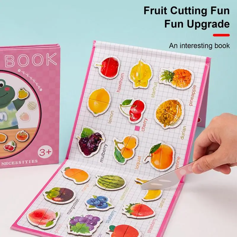 Juguetes de aprendizaje magnéticos, libro educativo de frutas de madera, lindos juguetes de aprendizaje, divertidos juguetes para niños para desarrollar la observación lógica