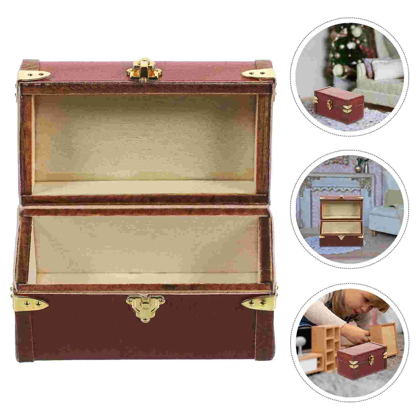 Luggage Case For Playing House Vintage Suitcase Toy Furniture Mini Miniature