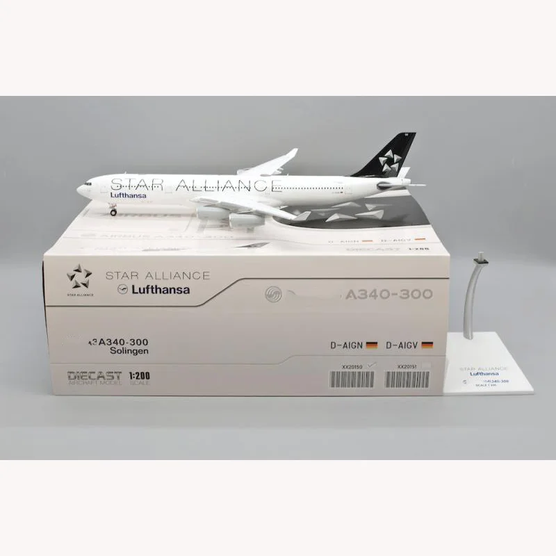 Diecast 1:200 Scale Aircraft Model Alloy Lufthansa A340 D-AIGN Star Alliance Passenger Airplain Finished Staic Collection Gifts