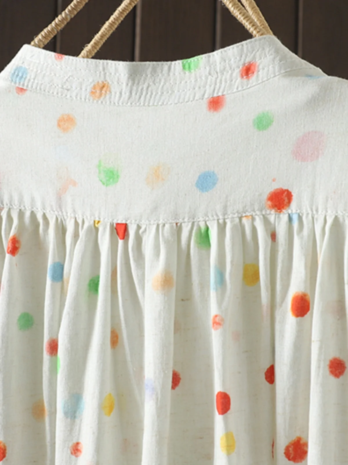 Verano fino lunares lino irt Dr mujer suelto adelgazante Casual lino Dr japonés bosque chica Sle A-Line...