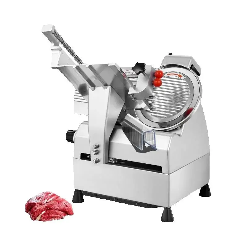 SucceBuy Cortadora de carne automática de 540 W con dos hojas extraíbles de acero inoxidable de 10 "espesor ajustable de 0-15 mm para carne y queso