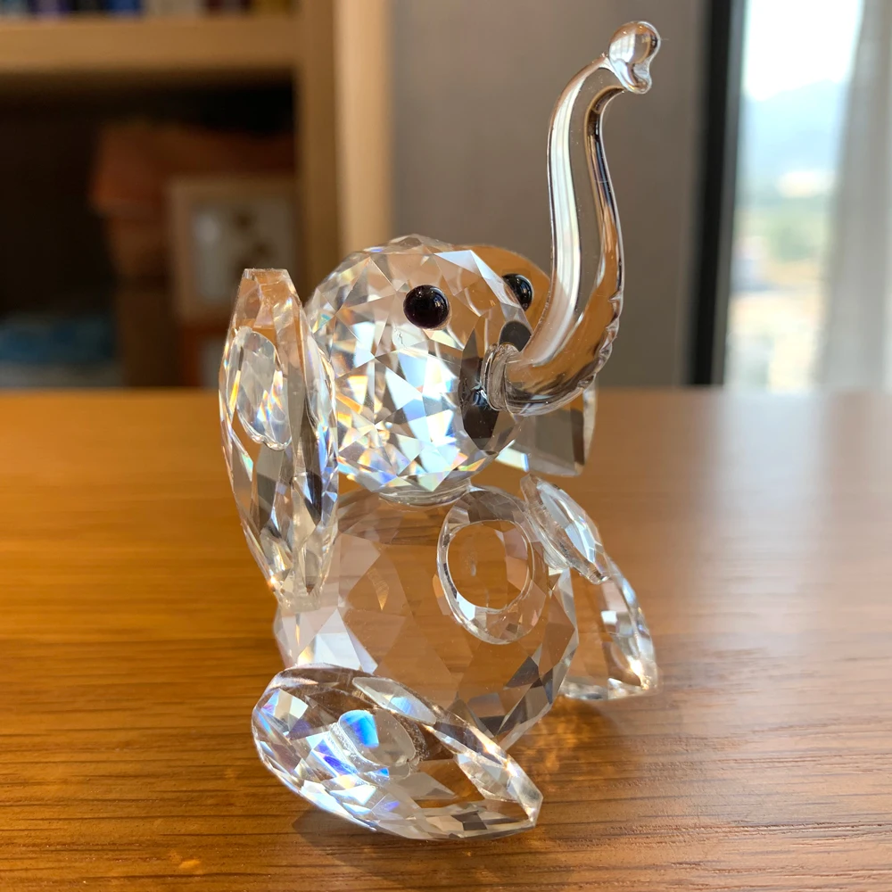 Crystal Elephant Statue Figurine Glass Art Elephant Animals Collectible Gift Home Decor Table Centerpiece ﻿