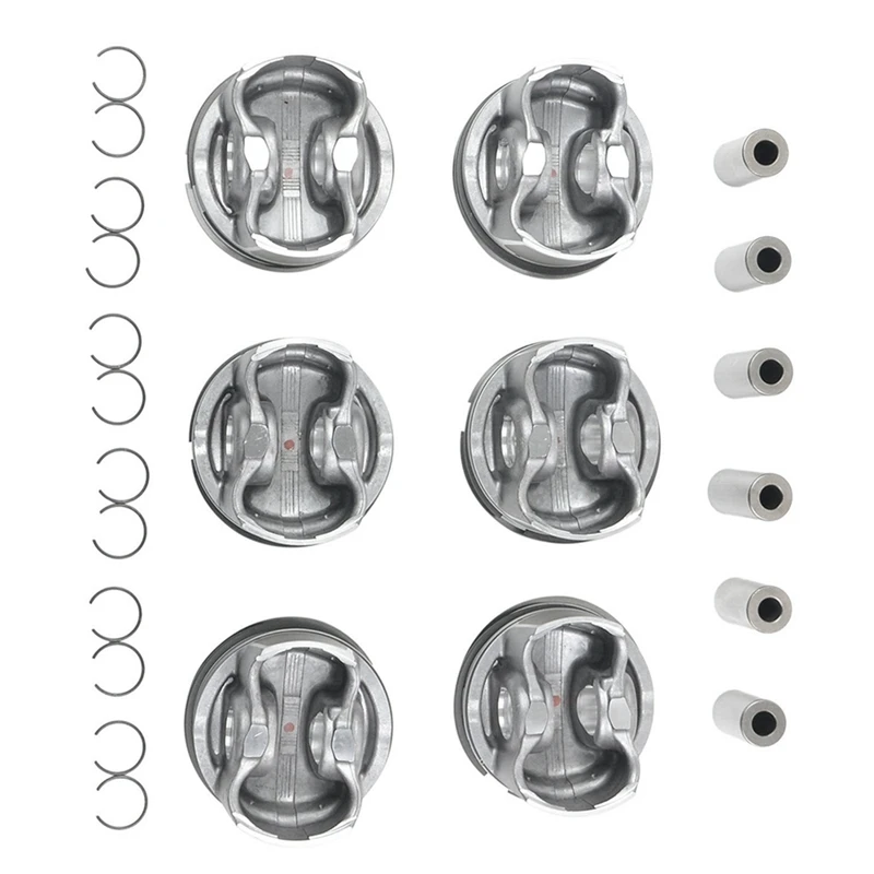 6 Pcs Pistons & Rings Kit 2720303717 2720304017 A2720301018 For Mercedes Benz E-CLASS M272 CL203 S204 W211 S211 W212