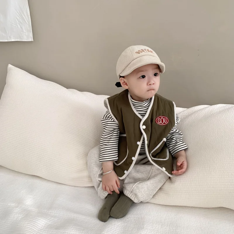 

9.29New Arrival Children Clothing2025Autumn Winter Baby Boys' Striped Base Layer Sweatpants Set
