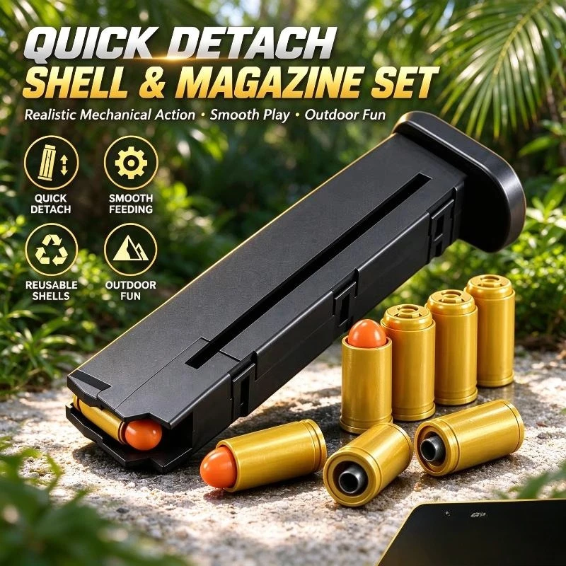 Toy Pistol Collectible Model Parts, Quick Detach Shell & Magazine Set, Realistic Mechanical Action Smooth Outdoor Play