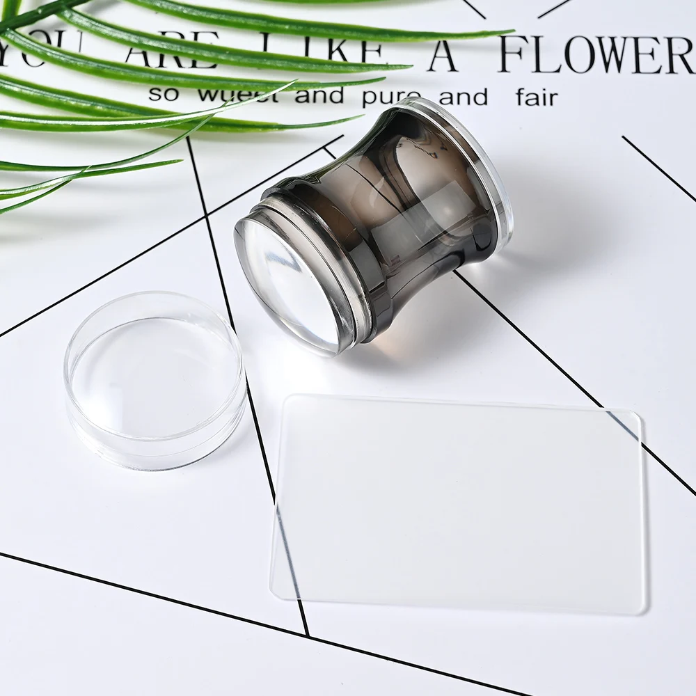 Kit d'estampage pour Nail Art Transparent en Silicone, français pour plaque de manucure, pochoir de vernis, modèle de tampon de sceau, grattoir