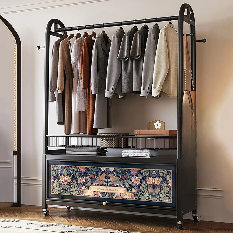 Minimalist Bedroom Clothes Rack Place Saving Aesthetic Luxury Adjustable Clothes Rack Standing Jacket Black Home Furniture