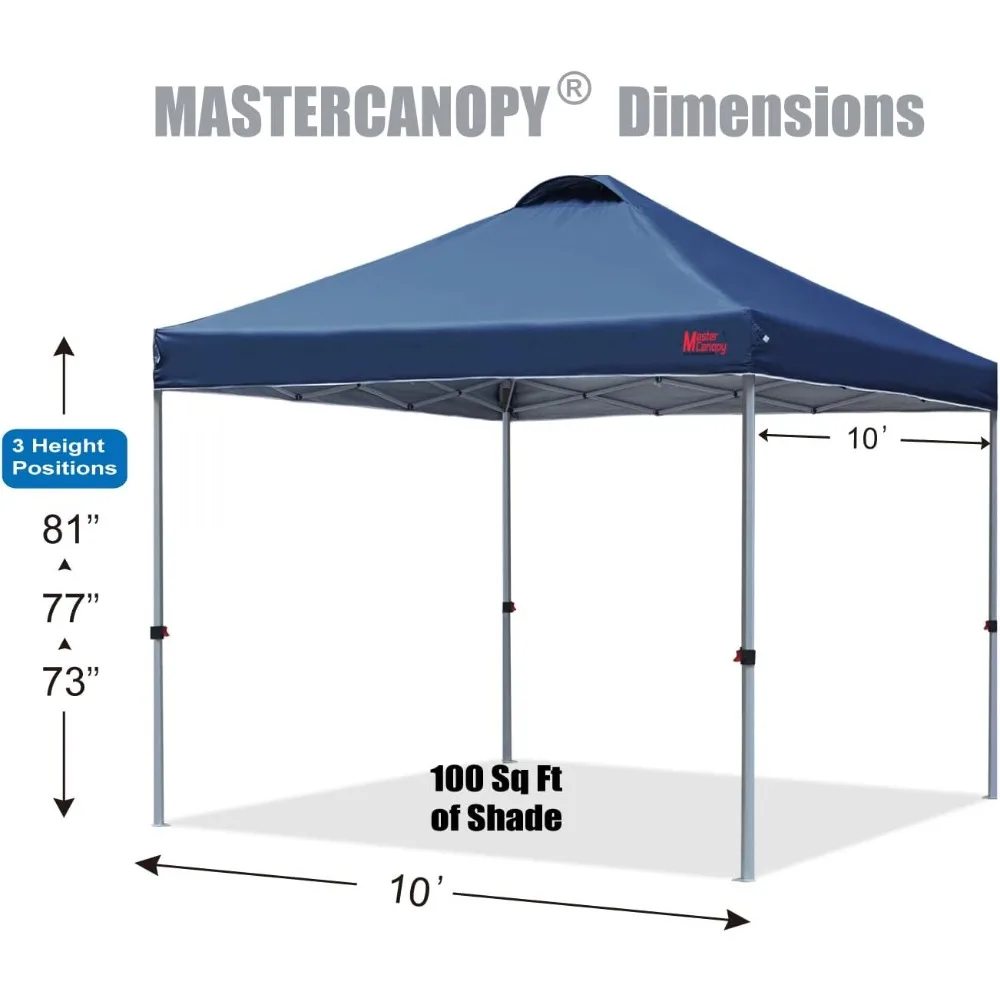 Durable Pop-up Canopy Tent with Roller Bag (10x10, Navy Blue) ，