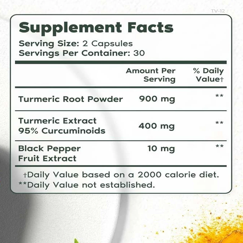 Original turmeric complex, containing black pepper extract, joint and activity support supplements, 60 capsules