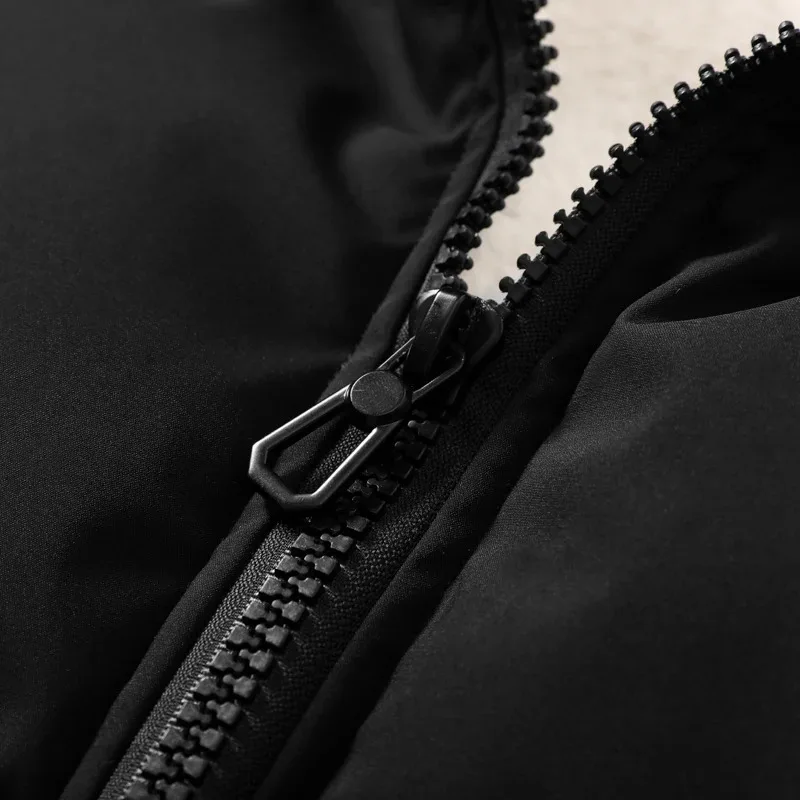 سترات رجالية مبطنة بالقطن للخريف والشتاء معاطف سميكة وصوفية عصرية فضفاضة بياقة واقفة سترات خبز #4