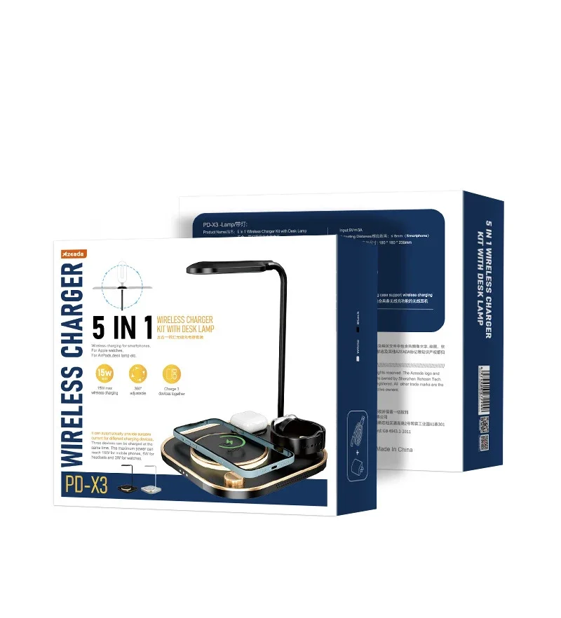 MoZhao All-in-one 15W 20W Wireless Charging Stand Fast Charging Wireless Charger Desk Lamp Desktop Stand Watch Earphone Charging