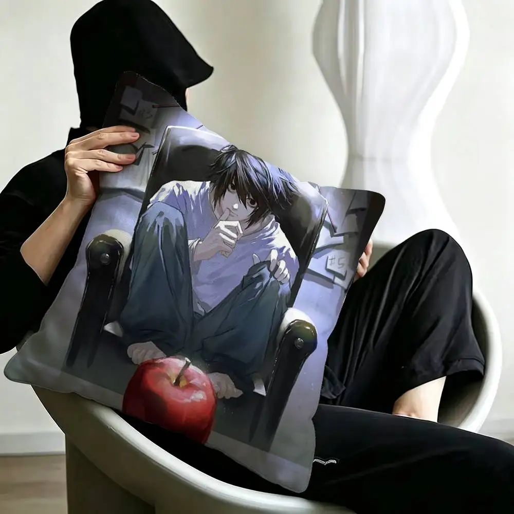Anime D-Death Note L-Lawliet Square Double-Sided printed Pillow Case Bedroom Bedside Pillow Sofa Cushion Cover 3