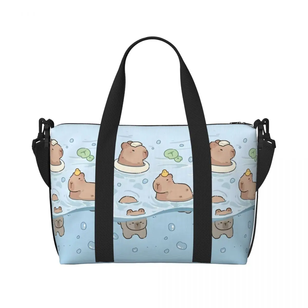 

Изготовленная на заказ сумка-тоут с капибарой для женщин, большая вместимость, милые аниме-зал, пляжные дорожные сумки