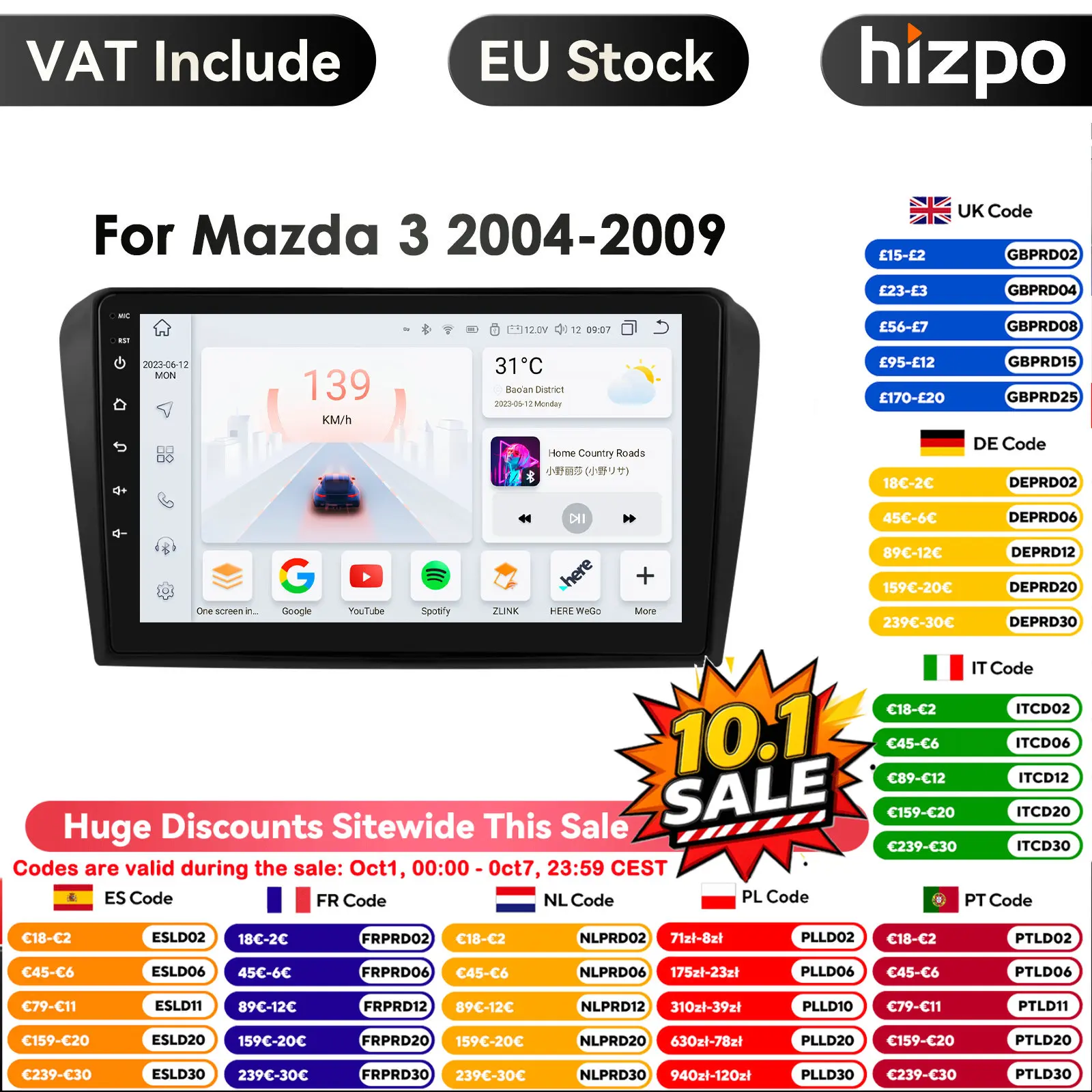 8Core Android 14 Carplay per Mazda 3 2004 2005 2006 2007 2008 2009 Autoradio con lettore multimediale BOSE 2 Din Stereo GPS Navi
