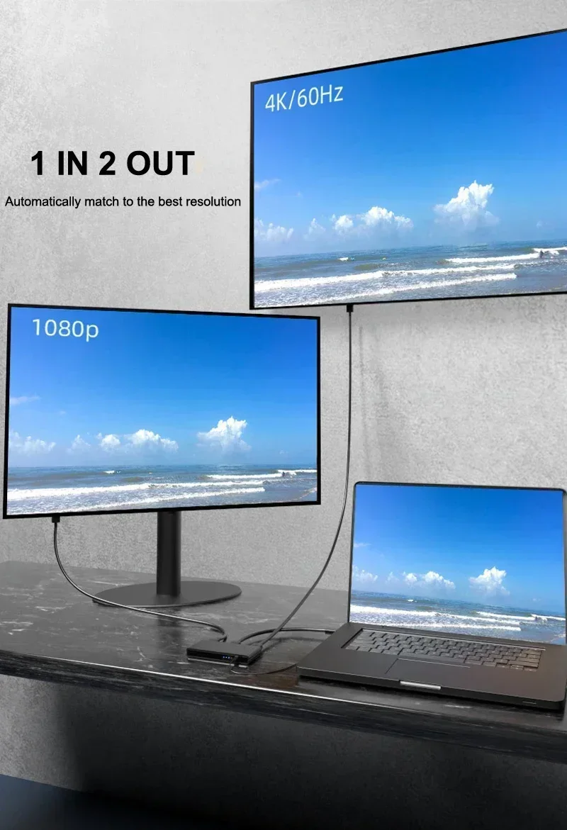 4K 60hz HDMI الفاصل 1x2 1x4 1 في 2 4 خارج 3x1 4x1 التبديل 1080p HDMI الجلاد 4 في 1 خارج ل PS4 PS5 الكمبيوتر المحمول إلى التلفزيون العارض