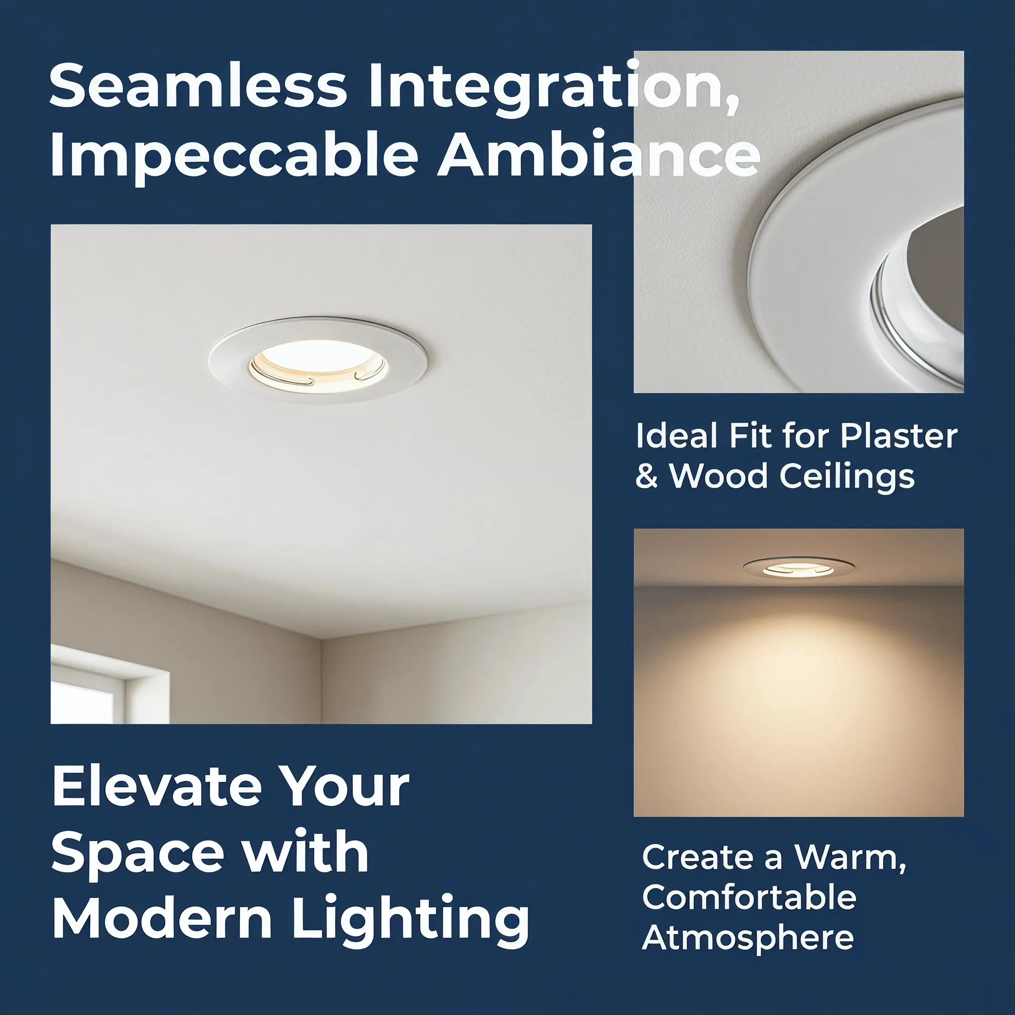 2Pcs Recessed Lighting Trim Gu10 Metal Iron Long-Lasting Recessed Can Light Cover Ring Trim for Wooden Plaster Ceilings