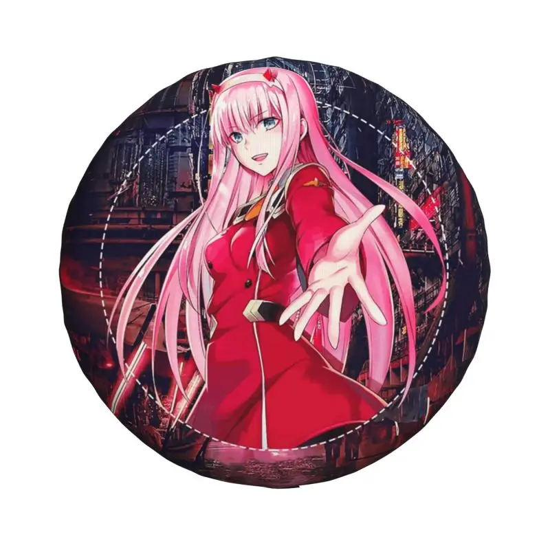 Darling In The Franxx Spare Tire Cover for Prado Pajero Wrangler Jeep RV SUV Trailer Zero Two Anime Car Wheel Protector Covers