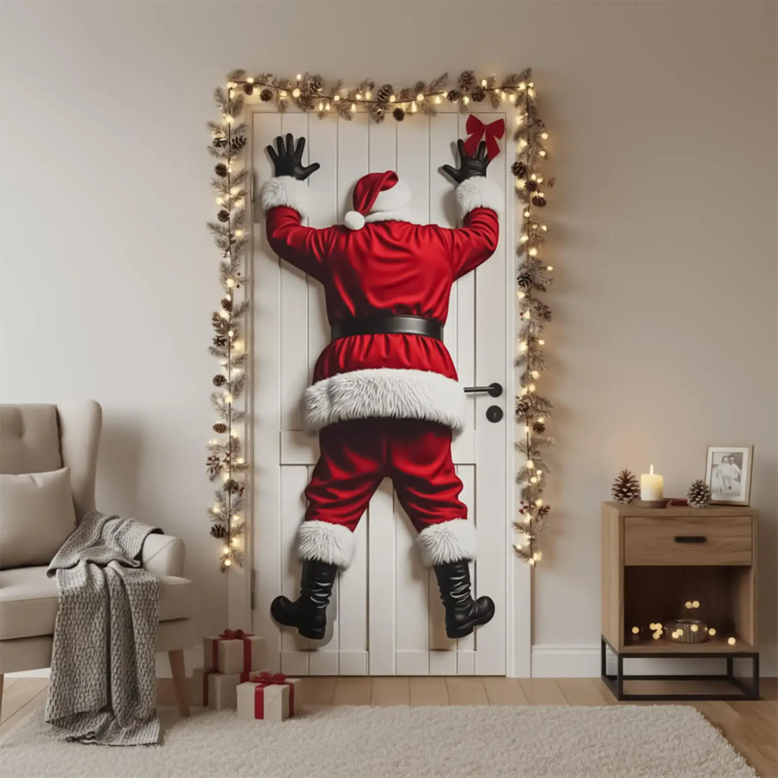 

Рождественское украшение для дверной крышки, праздничный фон Санта-Клауса, рождественские украшения для дверей, баннерная крышка для дома и улицы