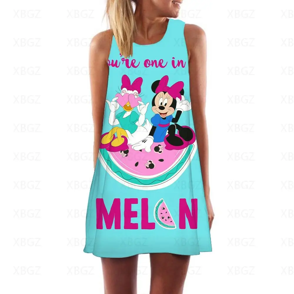 Moda Minnie Mouse abiti per donna 2022 Top abito da donna topolino estate donna Cool Disney Mini Cartoon Beach Print Boho Sexy