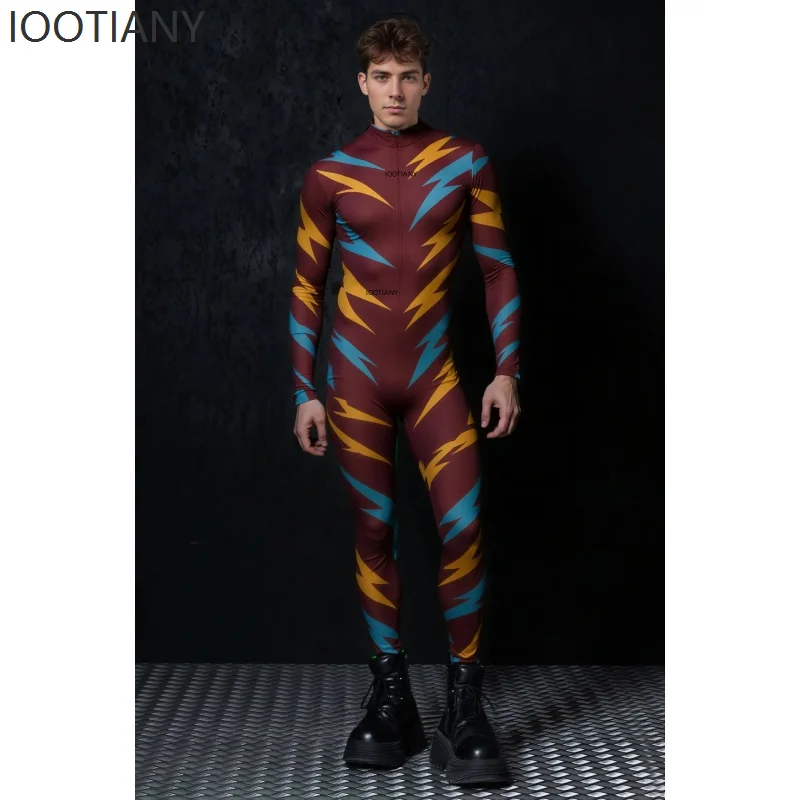 

IOOTIANY Men's Lightning Color Sexy Bodysuit Zentai Suit Gothic Bodysuit Halloween Carnival Party Dance Performance Costume 2025
