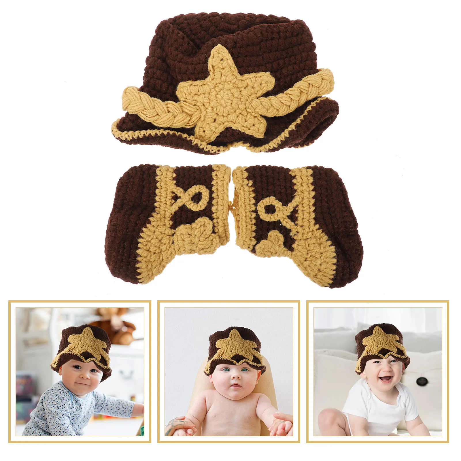 

2Pcs Premium Wool Knitting Baby Hat Shoe Set Unisex Newborn Costume for Photo Shoots Soft Breathable Comfortable Baby