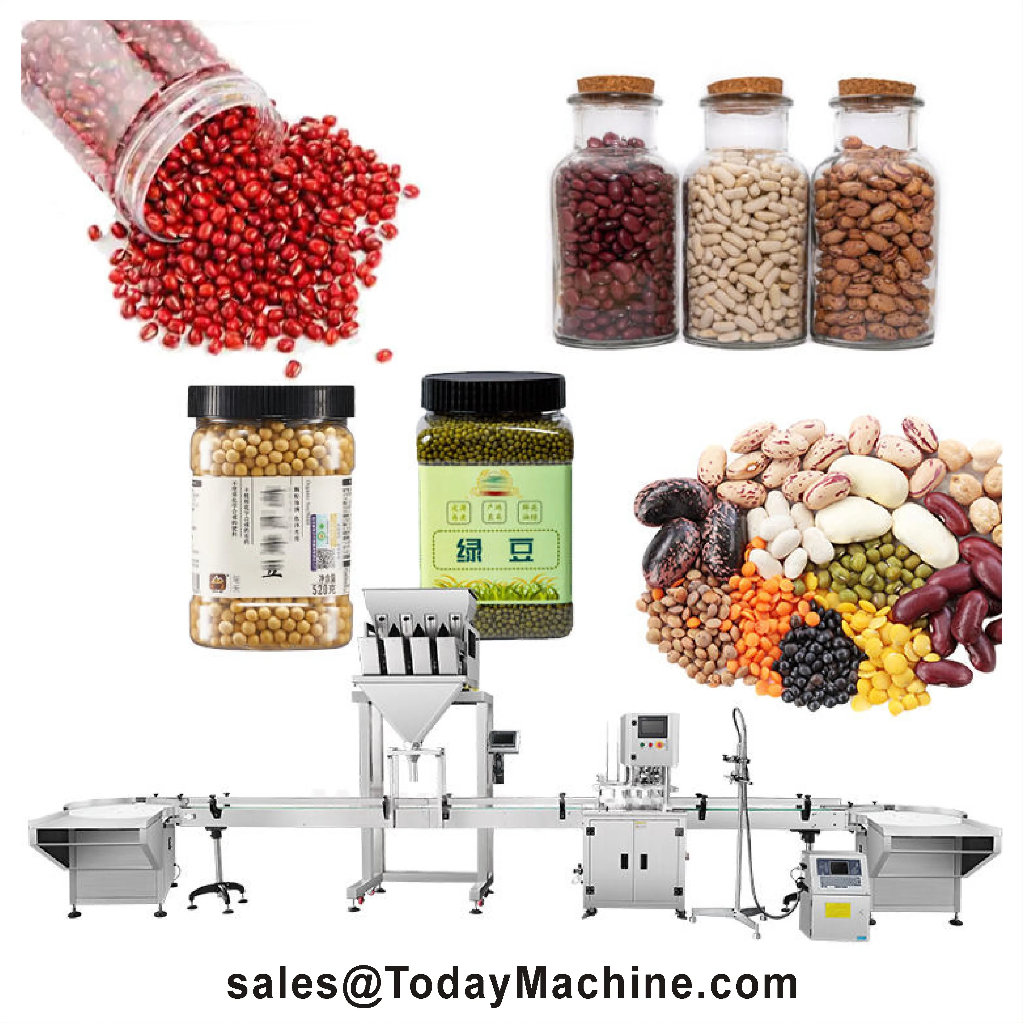 Nuts Miniature Weighing Filling Production Line Granule Bottle Filling Machine Candy Peanuts Snack Food Canning Packing Weigher