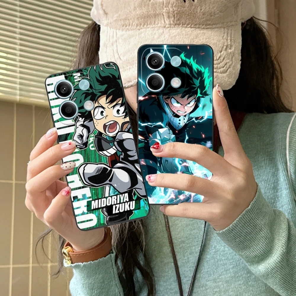 Hero Midoriya Izuku Cell Phone Case for Xiaomi Redmi Note 13 12 11 10 9 8 7 6 S A Pro Lite Plus 5G Black Soft Phone Cover Shell