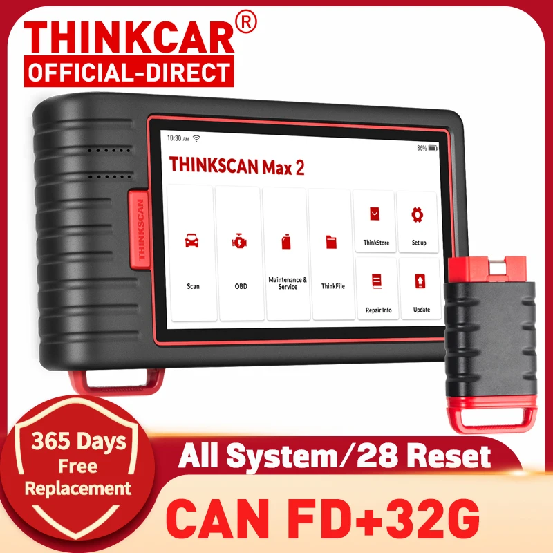 THINKCAR ThinkScan Max 2 Diagnostic Tools Full system Support CANFD For GM 2022 AF DPF IMMO 28 Reset ECU Coding OBD2 Scanner