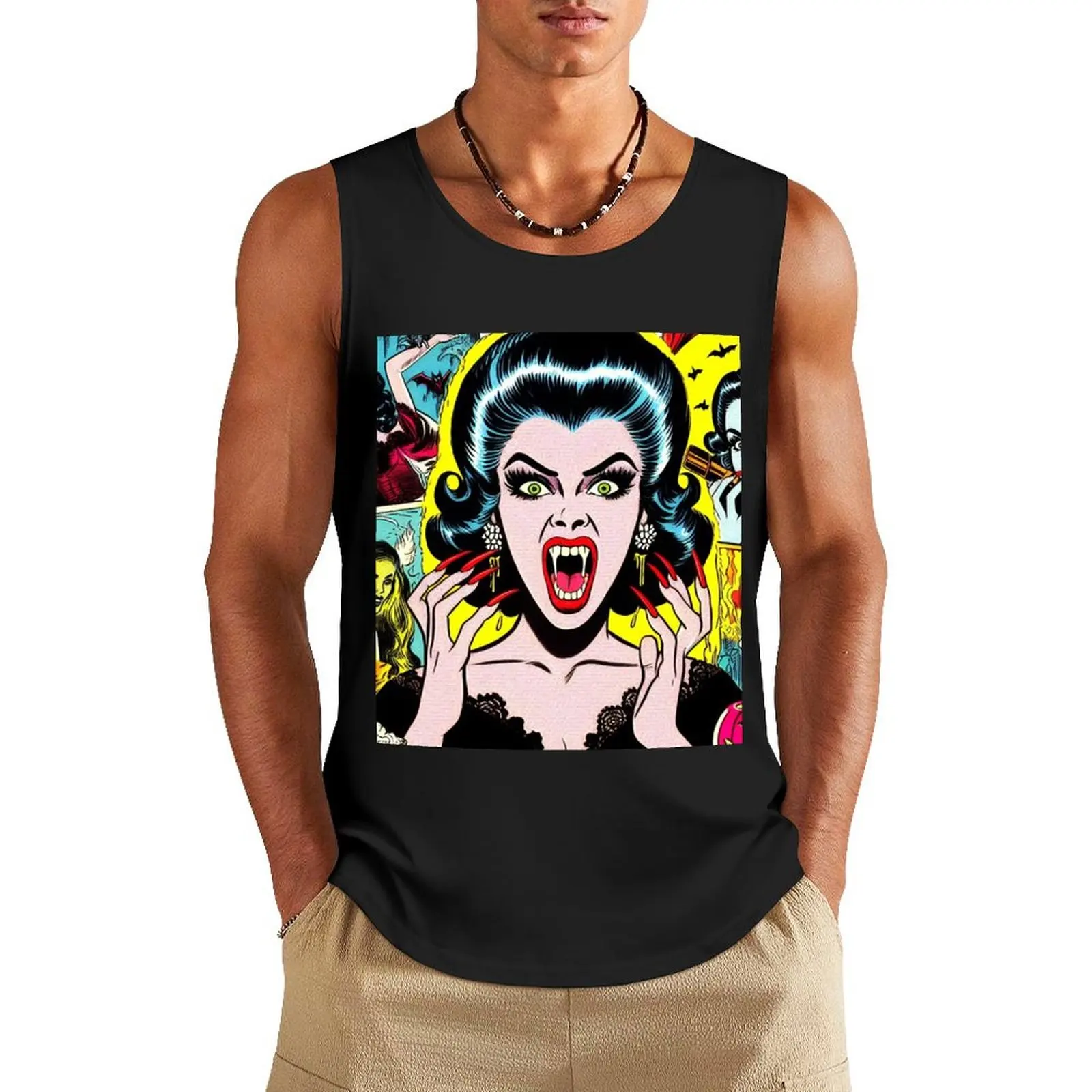 

Retro Vampire Woman Comics Tank Top gym clothes men sports suits vests for men t shirt gym
