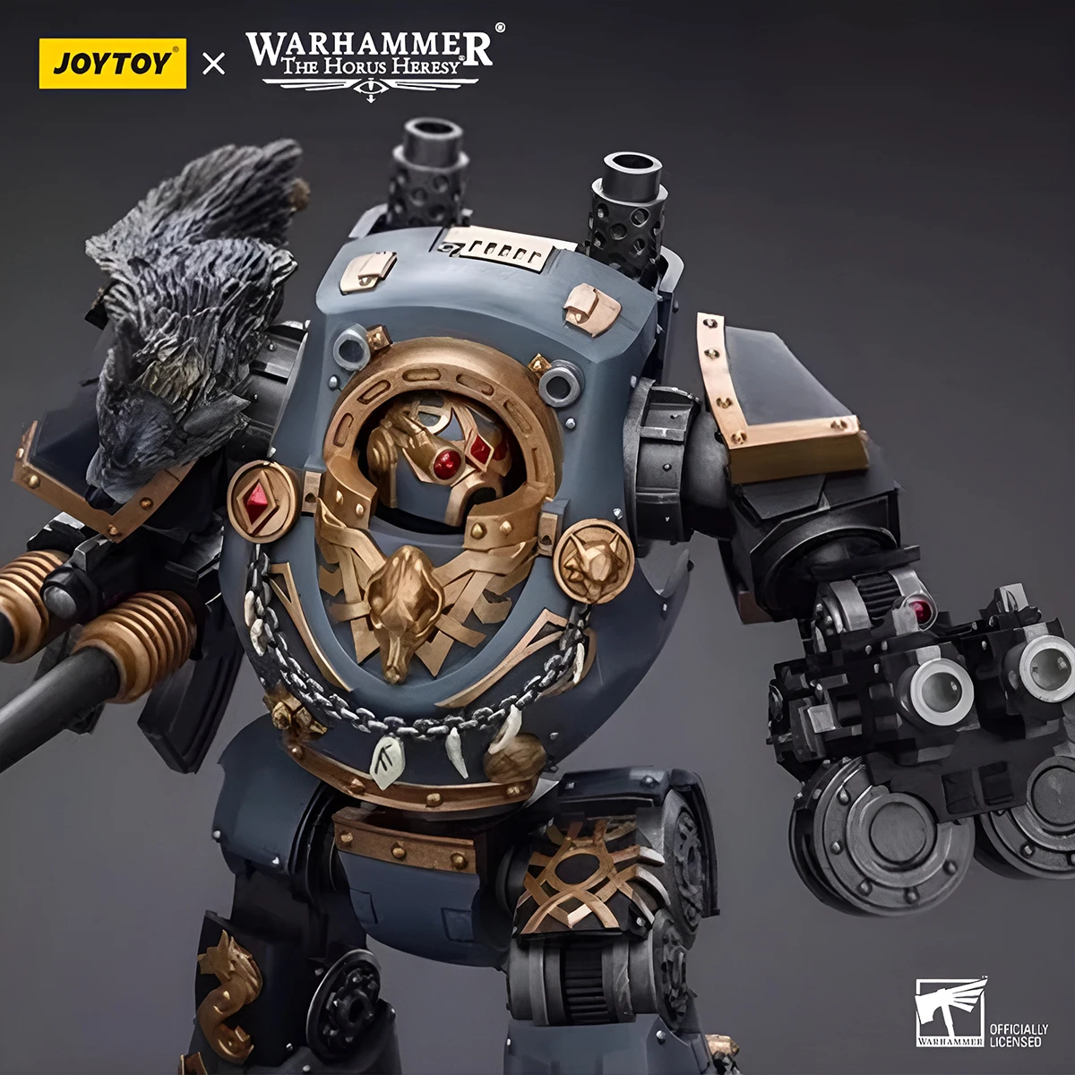 JOYTOY Warhammer Space Wolves figura de acción Contemptor Dreadnought con Gravis Bolt Cannon Joint modelo móvil Anime estatua Juguetes