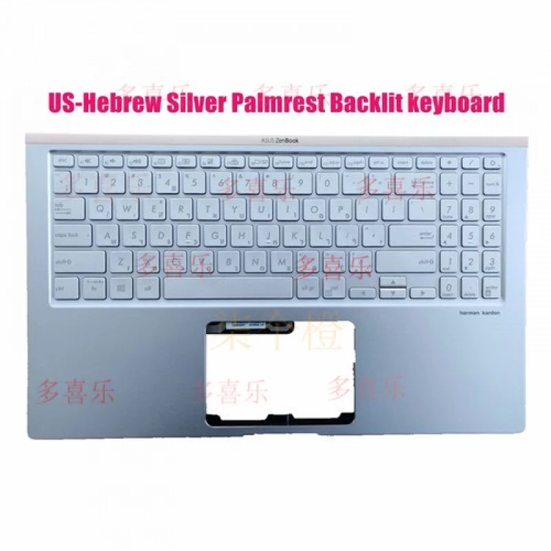 

Клавиатура QQ US-Hebrew Silver с упором для рук и подсветкой для ASUS UX533F UX533FD UX533FN
