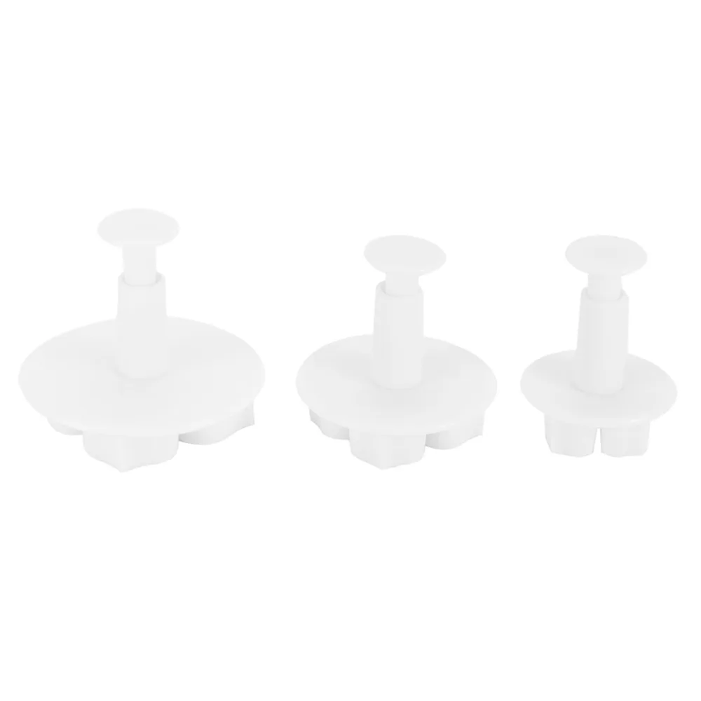 3PCS Food Grade PP Fondant Flower Cutter Flower Design Spring-Loaded Cake Decor Embossing Mold Easy Clean Cake Plunger Cutters