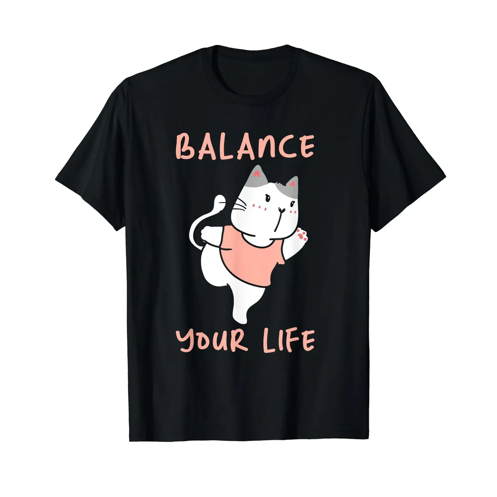 Balance Your Life Sayings Cute Cat Sporty Yoga Wellness Kids T Shirt vintage Washed Stylish Breathable Stretched Comfortable