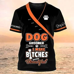 Pet Groomer Printed T-shirt Dog & Cat Grooming Unisex Summer Casual Fashion O-Neck T shirts Oversized 6XL Mens Designer Clothes