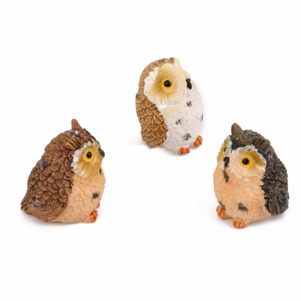 1/2pcs Owls Animal Figurines Resin Miniatures Figurine Craft Bonsai Pots Home Fairy Garden Ornament Decoration Terrarium Decor