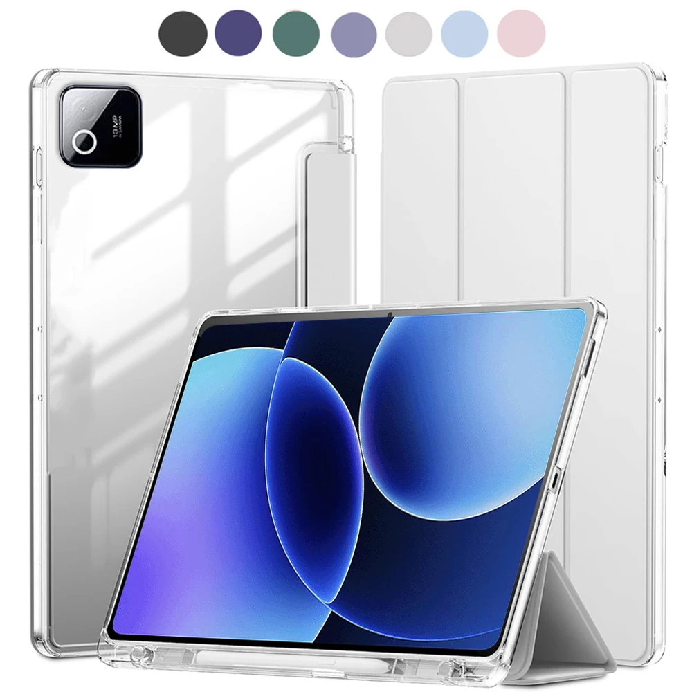 Hülle für Xiaomi Pad 7/7 Pro/8/8 Pro, Schlanke & Leichte Abdeckung, TPU Hybrid Klare Transparente Rückseite, Anti-Vergilbung, Auto Aufwachen/Schlafen