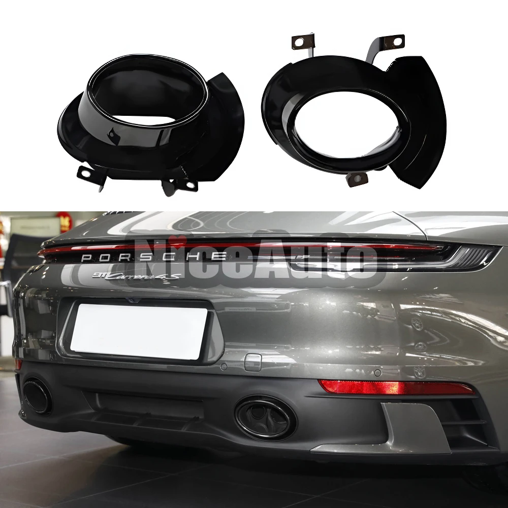 2Pcs Round Black Exhaust Tailpipes for Porsche 911 992 Carrera Exhaust Tailpipe Muffler Exhaust System 2019 - 2024 Year