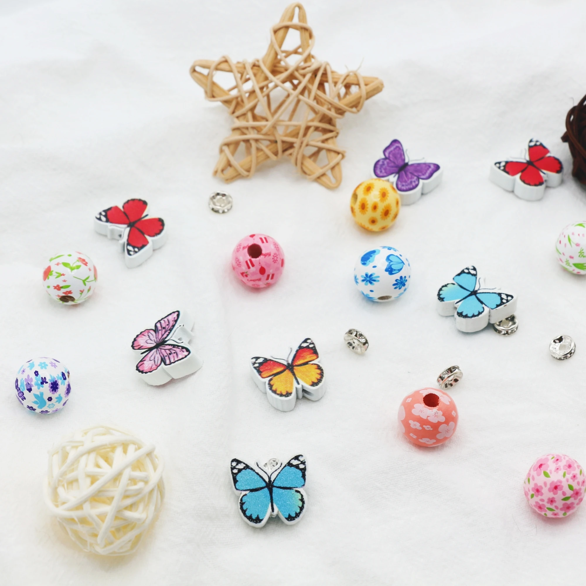 9 قطع من الحبر الأسود على شكل فراشة ملونة للربيع والصيف يمكنك صنعها بنفسك قلم حبر جاف ومجموعة خرز خشبية، لوازم مكتبية ومدرسية #6