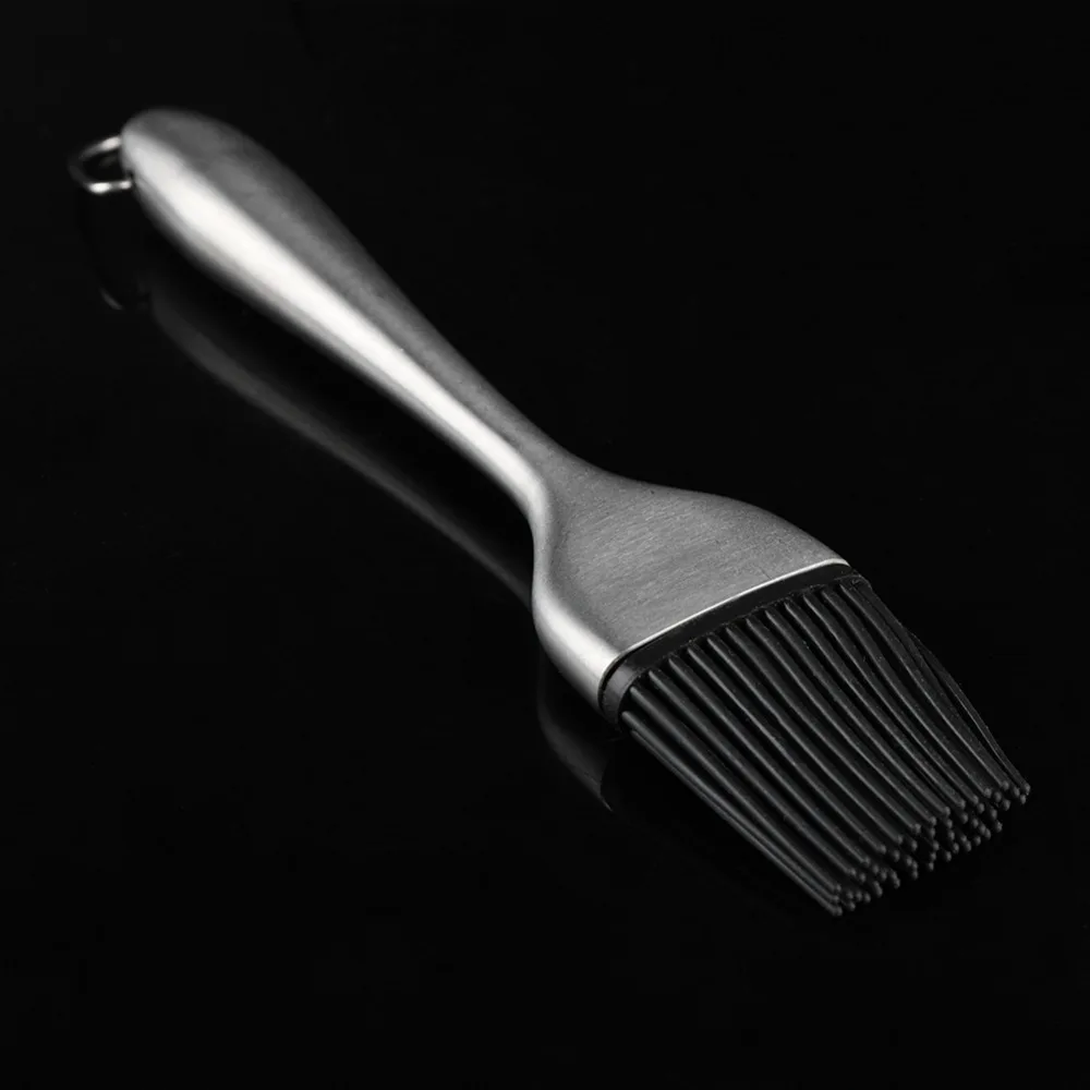 2PCS Heat Resistant Silicone Basting Brush Stainless Steel Detachable Brush Head Silicone Oil Brush Hanging Loop Hollow Handle