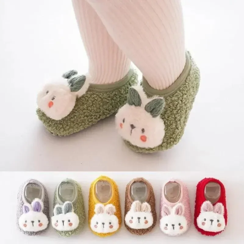 Warm Plush Baby Slippers for Boys & Girls Soft Anti-Slip Indoor Walking Shoes Toddler Floor Sock Autumn Winter Children's Footwe