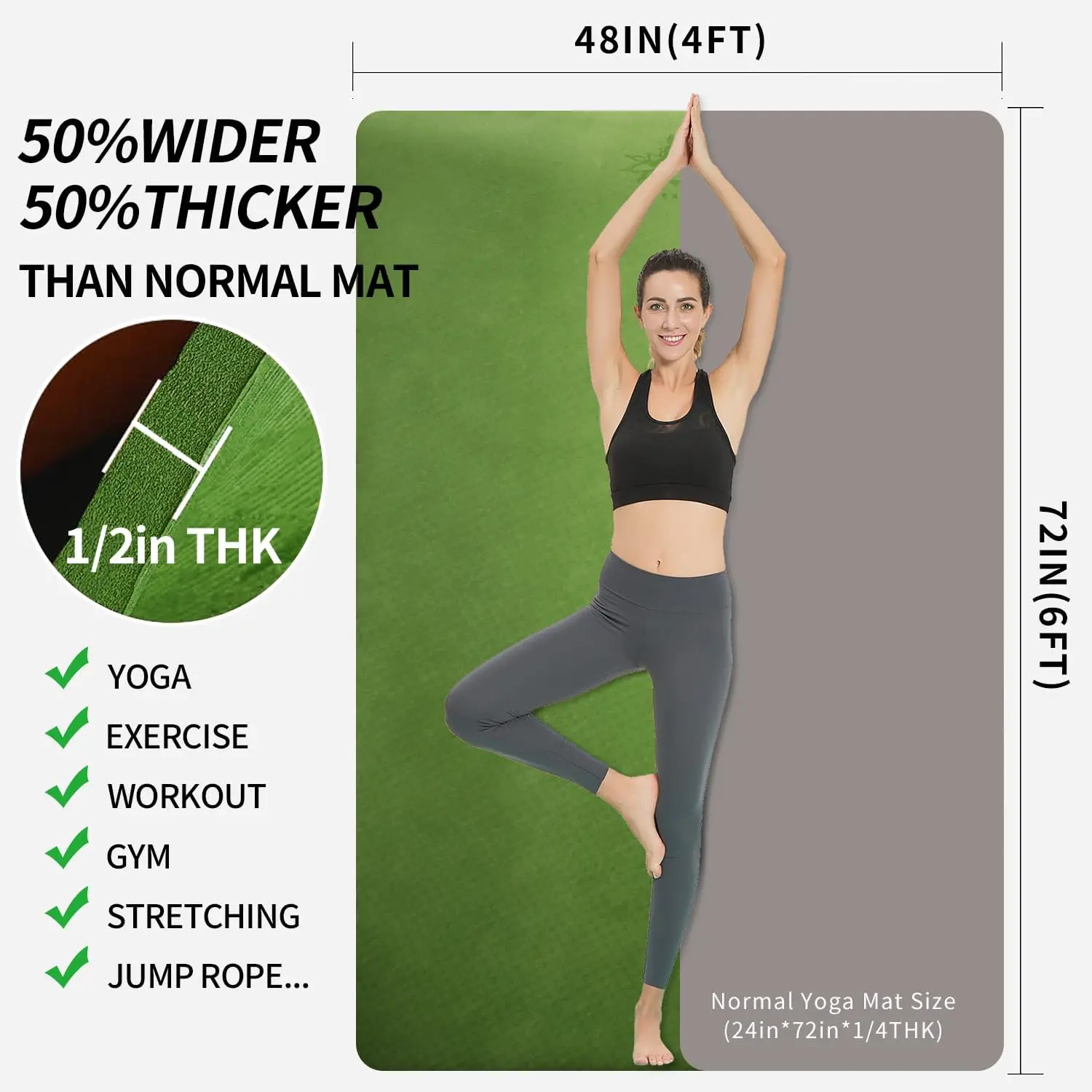 Brand new Large TPE Yoga Mat 6'x4'x1/2