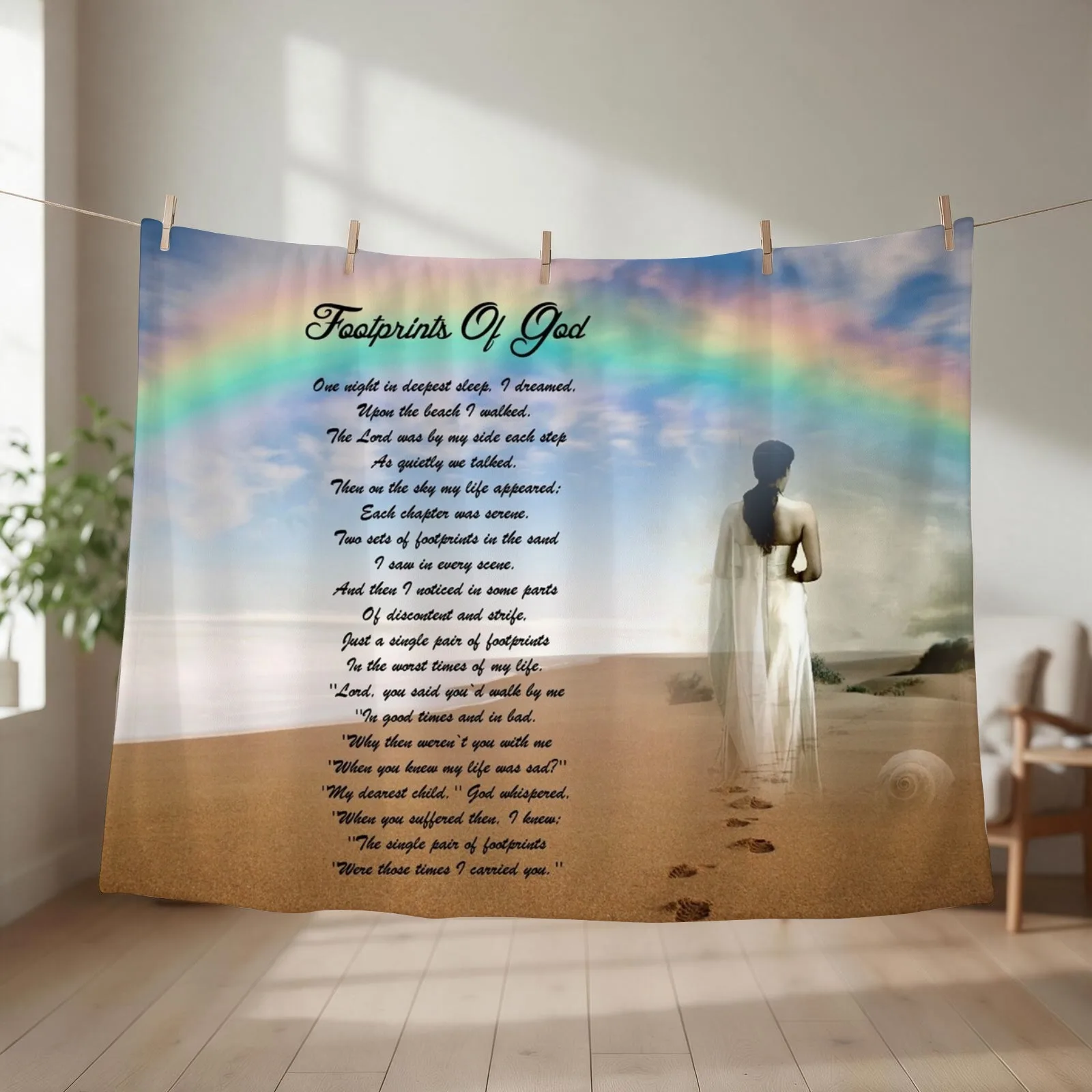 New Footprints of God Beach Scene Throw Blanket Designers Soft Plush Plaid Single Luxury St Blankets
