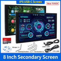 New 8 Inch IPS USB Smart Screen TURZX 1280x800 Secondary Screen Extended Desktop CPU GPU RAM Computer Monitor for Windows 10 11