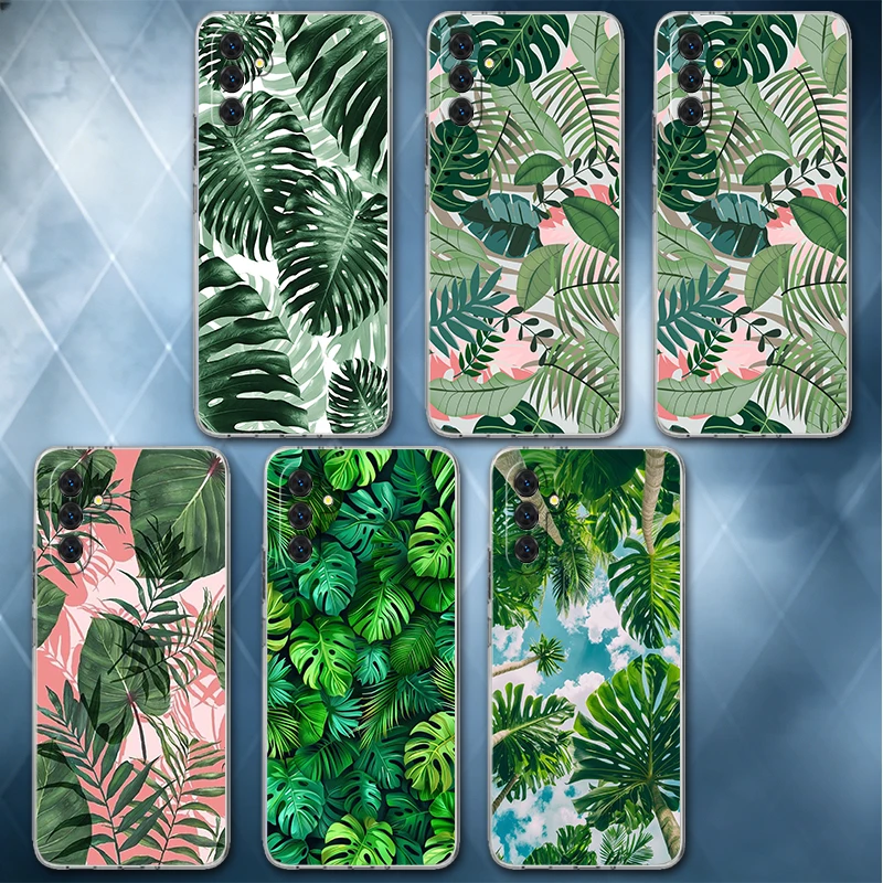 Summer Plants Green Leaf Soft Phone Case For Samsung A57 A17 A56 A16 A55 A15 A54 A14 A53 A13 A52 A12 A37 A36 A35 A34 A33 A26 A25