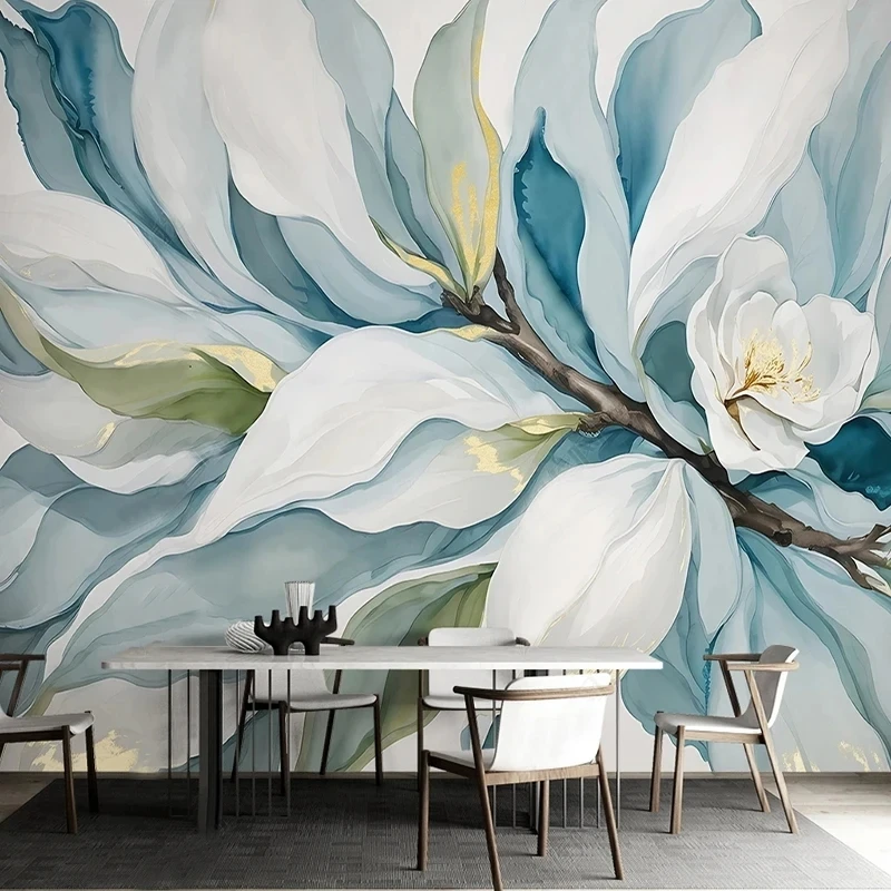 Modern Floral Art Decor Custom Photo Mural 3D Hand-painted Oil Painting Wallpaper Plant Flower Pattern Background Wall Covering