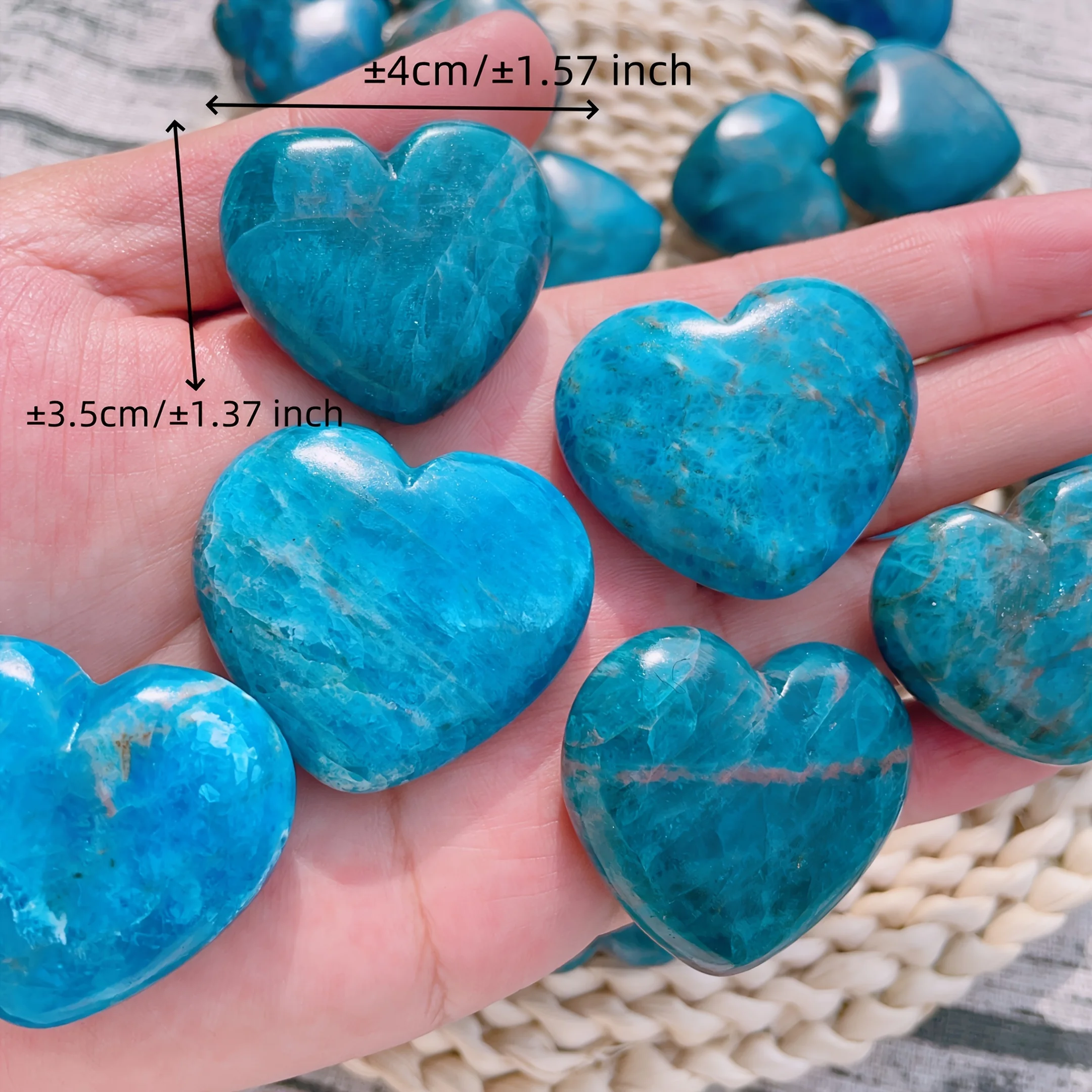 1pc CRYSTALHOLA Hand-Carved Blue Turquoise-Like Mineral Stone Heart - Bohemian-Style Polished for Making, Keychains