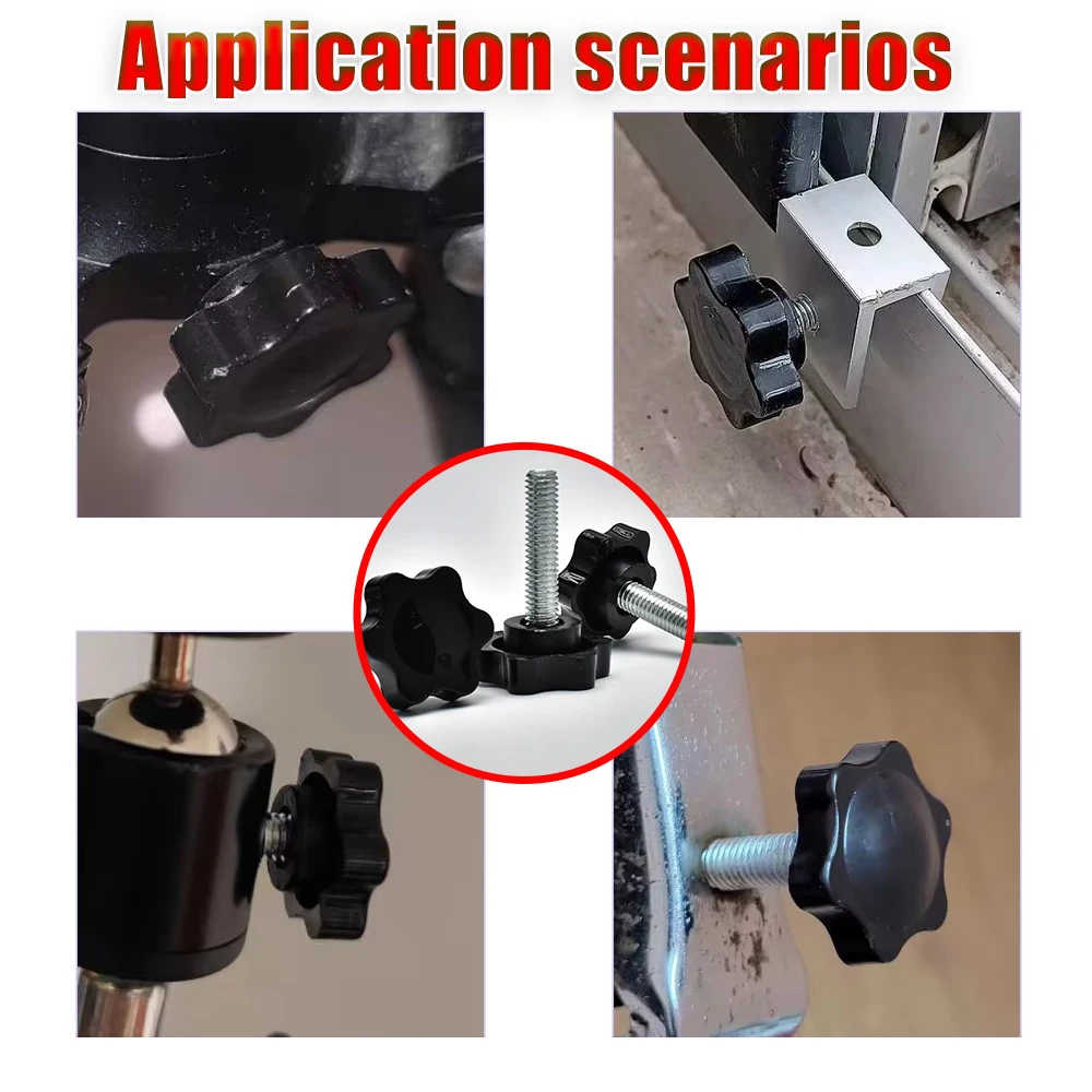 1pcs-20pcs Six-Lobe Hand Knob Screws Bolt M4 M5 M6 M8 M10 M12 Plastic Star Shape Head Thread Clamping Thumb Handle Machine Bolts