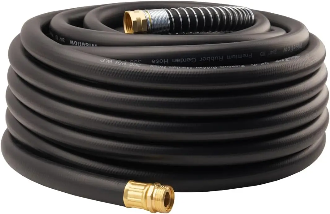 

Garden Hose 75FT x 3/4', Heavy Duty Rubber Hose, Water Hose with Five Layered Braiding, Male Female