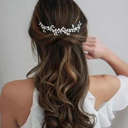 Wedding Crystal Hair Vines Flower Leaf Headpieces Handmade Pearls Crystal Headbands Prom Bridal Wedding Hair Accessories Jewelry
